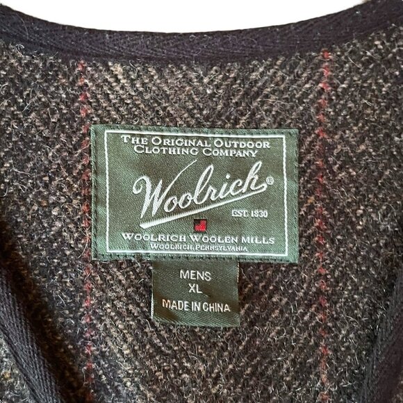 Woolrich Mens Wool Vest Sz XL Brown Herringbone Full Zip Pockets Utlity Workwear - Picture 4 of 4